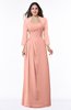 ColsBM Camila Peach Modest Strapless Zip up Floor Length Lace Mother of the Bride Dresses