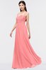 ColsBM Barbara Coral Glamorous A-line Sleeveless Zip up Ruching Bridesmaid Dresses