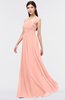 ColsBM Barbara Peach Glamorous A-line Sleeveless Zip up Ruching Bridesmaid Dresses