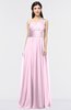 ColsBM Lyra Baby Pink Mature Asymmetric Neckline Zip up Floor Length Appliques Bridesmaid Dresses