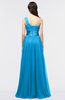 ColsBM Lyra Cornflower Blue Mature Asymmetric Neckline Zip up Floor Length Appliques Bridesmaid Dresses