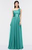 ColsBM Lyra Emerald Green Mature Asymmetric Neckline Zip up Floor Length Appliques Bridesmaid Dresses