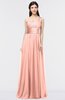 ColsBM Lyra Peach Mature Asymmetric Neckline Zip up Floor Length Appliques Bridesmaid Dresses