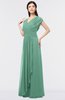 ColsBM Cecilia Beryl Green Modern A-line Short Sleeve Zip up Floor Length Ruching Bridesmaid Dresses