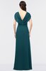 ColsBM Cecilia Blue Green Modern A-line Short Sleeve Zip up Floor Length Ruching Bridesmaid Dresses