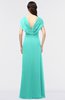 ColsBM Cecilia Blue Turquoise Modern A-line Short Sleeve Zip up Floor Length Ruching Bridesmaid Dresses