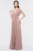 ColsBM Cecilia Blush Pink Modern A-line Short Sleeve Zip up Floor Length Ruching Bridesmaid Dresses
