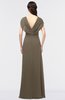 ColsBM Cecilia Carafe Brown Modern A-line Short Sleeve Zip up Floor Length Ruching Bridesmaid Dresses