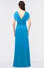 ColsBM Cecilia Cornflower Blue Modern A-line Short Sleeve Zip up Floor Length Ruching Bridesmaid Dresses