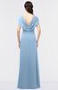 ColsBM Cecilia Dusty Blue Modern A-line Short Sleeve Zip up Floor Length Ruching Bridesmaid Dresses