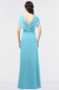 ColsBM Cecilia Light Blue Modern A-line Short Sleeve Zip up Floor Length Ruching Bridesmaid Dresses