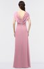 ColsBM Cecilia Light Coral Modern A-line Short Sleeve Zip up Floor Length Ruching Bridesmaid Dresses