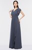 ColsBM Cecilia Nightshadow Blue Modern A-line Short Sleeve Zip up Floor Length Ruching Bridesmaid Dresses