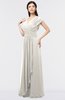 ColsBM Cecilia Off White Modern A-line Short Sleeve Zip up Floor Length Ruching Bridesmaid Dresses