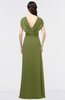 ColsBM Cecilia Olive Green Modern A-line Short Sleeve Zip up Floor Length Ruching Bridesmaid Dresses