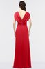 ColsBM Cecilia Red Modern A-line Short Sleeve Zip up Floor Length Ruching Bridesmaid Dresses