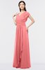 ColsBM Cecilia Shell Pink Modern A-line Short Sleeve Zip up Floor Length Ruching Bridesmaid Dresses