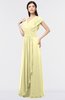 ColsBM Cecilia Soft Yellow Modern A-line Short Sleeve Zip up Floor Length Ruching Bridesmaid Dresses