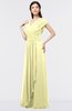 ColsBM Cecilia Wax Yellow Modern A-line Short Sleeve Zip up Floor Length Ruching Bridesmaid Dresses