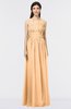 ColsBM Beverly Apricot Gorgeous Scoop Sleeveless Zip up Floor Length Lace Bridesmaid Dresses