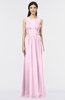 ColsBM Beverly Baby Pink Gorgeous Scoop Sleeveless Zip up Floor Length Lace Bridesmaid Dresses