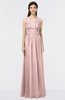 ColsBM Beverly Blush Pink Gorgeous Scoop Sleeveless Zip up Floor Length Lace Bridesmaid Dresses