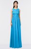 ColsBM Beverly Cornflower Blue Gorgeous Scoop Sleeveless Zip up Floor Length Lace Bridesmaid Dresses