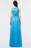 ColsBM Beverly Cornflower Blue Gorgeous Scoop Sleeveless Zip up Floor Length Lace Bridesmaid Dresses
