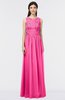 ColsBM Beverly Fandango Pink Gorgeous Scoop Sleeveless Zip up Floor Length Lace Bridesmaid Dresses