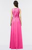 ColsBM Beverly Fandango Pink Gorgeous Scoop Sleeveless Zip up Floor Length Lace Bridesmaid Dresses