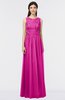 ColsBM Beverly Hot Pink Gorgeous Scoop Sleeveless Zip up Floor Length Lace Bridesmaid Dresses