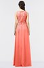 ColsBM Beverly Living Coral Gorgeous Scoop Sleeveless Zip up Floor Length Lace Bridesmaid Dresses