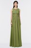 ColsBM Beverly Olive Green Gorgeous Scoop Sleeveless Zip up Floor Length Lace Bridesmaid Dresses