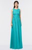 ColsBM Beverly Peacock Blue Gorgeous Scoop Sleeveless Zip up Floor Length Lace Bridesmaid Dresses