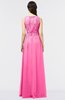 ColsBM Beverly Rose Pink Gorgeous Scoop Sleeveless Zip up Floor Length Lace Bridesmaid Dresses