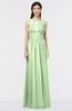 ColsBM Beverly Sage Green Gorgeous Scoop Sleeveless Zip up Floor Length Lace Bridesmaid Dresses