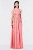 ColsBM Beverly Shell Pink Gorgeous Scoop Sleeveless Zip up Floor Length Lace Bridesmaid Dresses