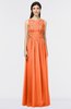 ColsBM Beverly Tangerine Gorgeous Scoop Sleeveless Zip up Floor Length Lace Bridesmaid Dresses