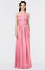 ColsBM Beverly Watermelon Gorgeous Scoop Sleeveless Zip up Floor Length Lace Bridesmaid Dresses