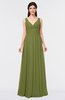 ColsBM Jimena Olive Green Simple A-line V-neck Sleeveless Ruching Bridesmaid Dresses