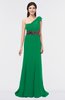 ColsBM Aranza Green Elegant A-line Sleeveless Zip up Sweep Train Bridesmaid Dresses