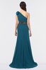 ColsBM Aranza Moroccan Blue Elegant A-line Sleeveless Zip up Sweep Train Bridesmaid Dresses