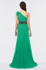 ColsBM Aranza Pepper Green Elegant A-line Sleeveless Zip up Sweep Train Bridesmaid Dresses