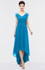 ColsBM Juliana Cornflower Blue Elegant V-neck Short Sleeve Zip up Appliques Bridesmaid Dresses