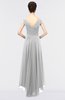 ColsBM Juliana Dove Grey Elegant V-neck Short Sleeve Zip up Appliques Bridesmaid Dresses