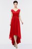 ColsBM Juliana Flame Scarlet Elegant V-neck Short Sleeve Zip up Appliques Bridesmaid Dresses