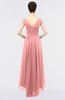 ColsBM Juliana Flamingo Pink Elegant V-neck Short Sleeve Zip up Appliques Bridesmaid Dresses