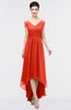 ColsBM Juliana Mandarin Red Elegant V-neck Short Sleeve Zip up Appliques Bridesmaid Dresses