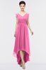 ColsBM Juliana Rose Pink Elegant V-neck Short Sleeve Zip up Appliques Bridesmaid Dresses