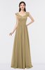 ColsBM Heidi Gold Elegant A-line Square Sleeveless Lace Bridesmaid Dresses